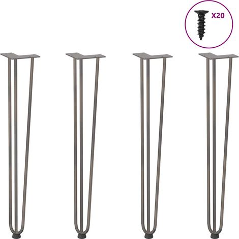 Haarnadelbeine für Konsolentische 4 Stk. Naturstahl 72 cm Massivstahl