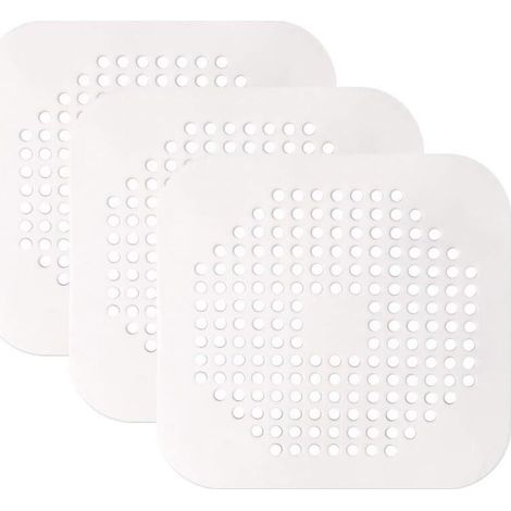 Filtre Drain de Douche, 3 Pcs Couvercles à évier Filtre à Bonde Protecteur de Vidange en SiliCône pour Cuisine, Salle de Bain-Blanc-Fei Yu