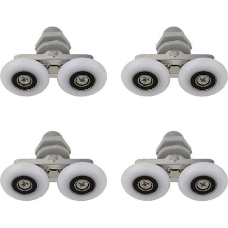 4 PCS 25mm Roulettes Doubles pour Porte de Douche Roulettes pour Porte de Douche Roulettes Coulissantes Porte Salle de Bain Douche Rouleau de Douche de Rechange,Pièces de rechange pour salle