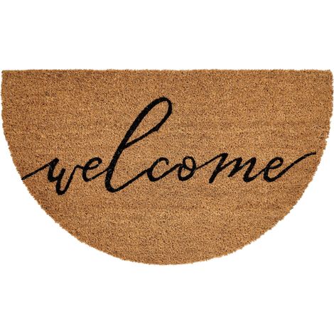 Fußmatte AMBUKLAO Naturfarben 45 x 75 cm Schriftzug Kokosfasern