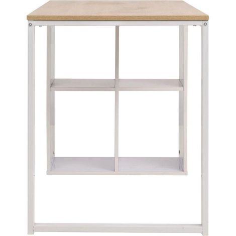 Bureau table meuble travail informatiqued'écriture 120 x 60 x 75 cm chêne et blanc