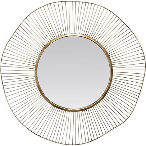 Miroir design rond en métal doré 75cm (1/2)