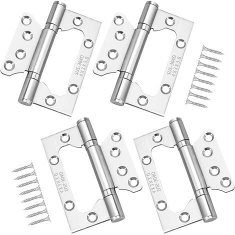 4 charnières invisibles en acier inoxydable, pour porte rectangulaire de 100 mm (4 pouces), couleur argent. (1/5)
