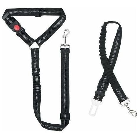 Nylon Ceinture Chien – Universel Harnais Voiture Réglable pour Chien & Chat avec Absorption des Chocs, 2 en 1 Laisse Chien Ceinture de Sécurité pour Animaux de Compagnie Durable pour Voyage(Noir) (1/4)
