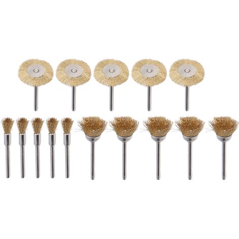 Outil rotatif de polissage des métaux avec 15 pièces en fil de cuivre, brosse en forme de T, de stylo et de bol (1/5)