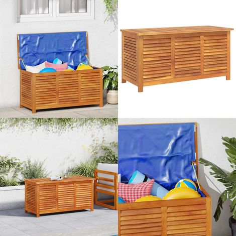 Gartenbox mit Lüftungsschlitzen 113x50x56 cm Massivholz Akazie - Holz Gartenbox - Gartenmöbel - Outdoor Box - Aufbewahrung - Stauraum - Home & Living