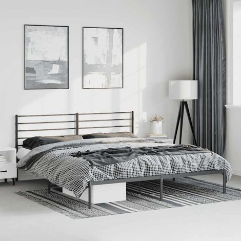 Estructura cama sin colchón con cabecero metal negro 183x213 cm