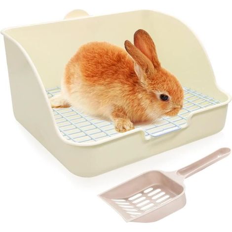Leicht zu reinigende Kaninchen-Toilette mit Schaufel für die Stubenreinheit, geeignet für Kleintiere und Kaninchen