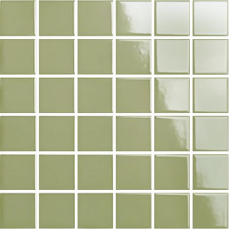 Mosaïque de grès cérame PICCOLO VELVET 5x5cm (finition brillante) - Moss green - - 407 - Moss green - boîte de 0.93 m2