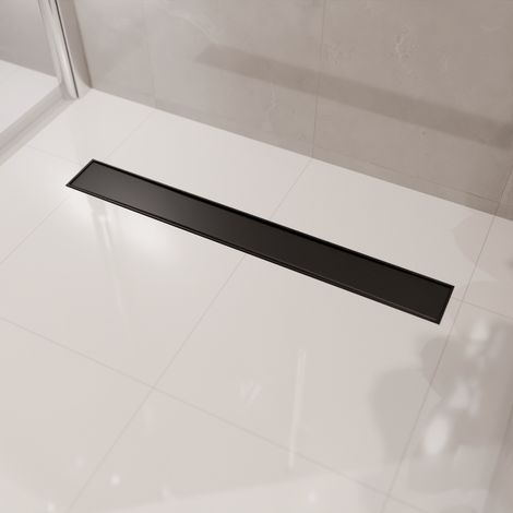 LOMAZOO Caniveau de Douche Nilo 80cm - Noir Mat - Rigole de