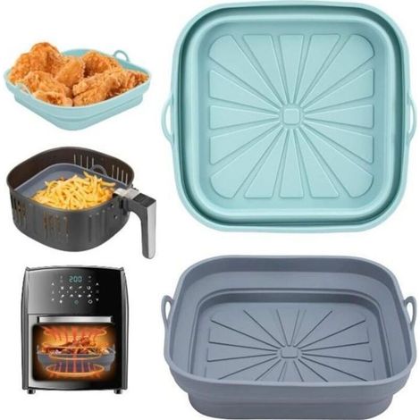 Stampo in silicone riutilizzabile per friggitrice ad aria – 2 pezzi quadrati pieghevoli, resistente al calore fino a 230 °C