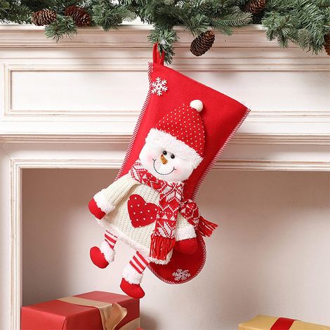 Christmas stocking with faux fur trim for home decoration, gift bag (1/5)