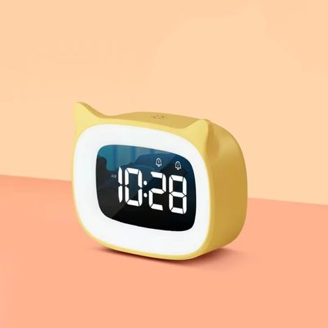 Sveglia per bambini con luce notturna e 18 suonerie, ricaricabile, con simpatiche orecchie da gatto, ideale come regalo di compleanno o per la camera da letto. Orologio digitale per la camera da letto (1/5)