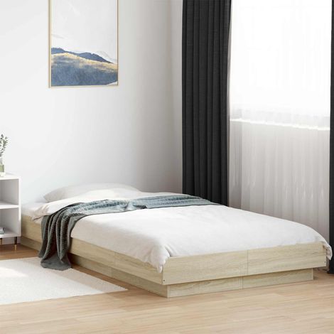 Cadre de lit LED multicolore en bois d'ingénierie chêne sonoma 80 x 200 cm - PANGIVO (1/5)