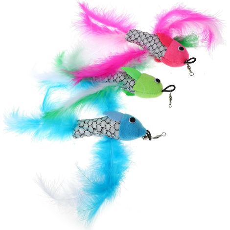 Poisson-Chaton Têtes De Rechange pour Bâton De De Chat 3 Pièces en Peluche Léger Et Flexible pour Chaton Et Chat en Jouant (1/5)