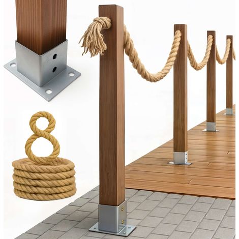 Cloture Bogateco Corde Jute 8 m avec Kit de Montage et Ancrage (1/5)