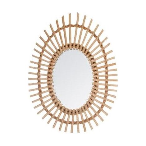 Atmosphera – Miroir ovale en rotin 43x58cm – Structure en saule – Verre miroir – Style bohème naturel pour décoration intérieure (1/3)
