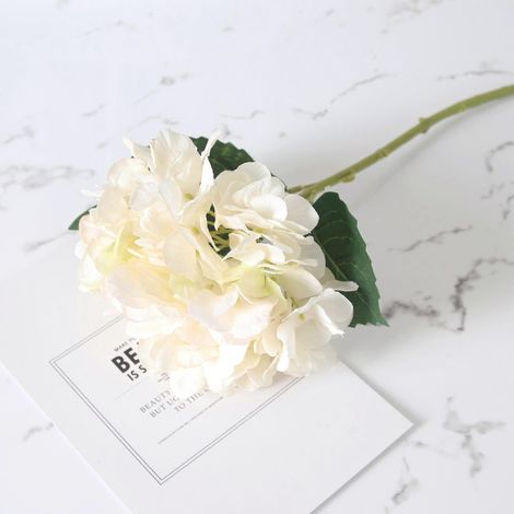 Hortensia en soie, plante résistante, feuilles vertes, centre de table pour mariage et autres événementsblanc (1/5)
