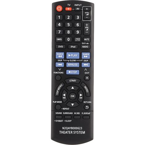 Télécommande pour système home cinéma, fonctionne avec 2 piles AA (non incluses), en ABS. (1/5)