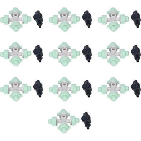 Lot de 10 buses de pulvérisation à jet croisé avec raccord 4/7 mm pour micro-irrigation, destinées aux arroseurs de jardin et de terres agricoles.-AquaForge (1/5)