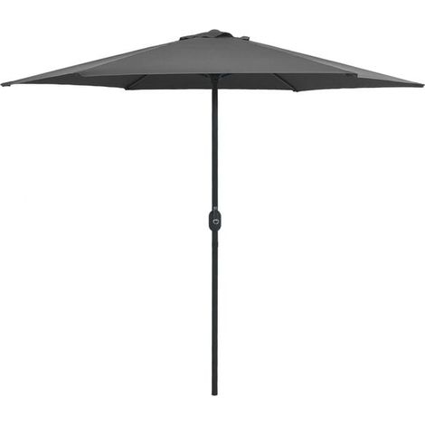 Parasol de jardin et mât en aluminium 270 x 246 cm anthracite - Ombrelle jardin terrasse balcon extérieur résistant (1/5)