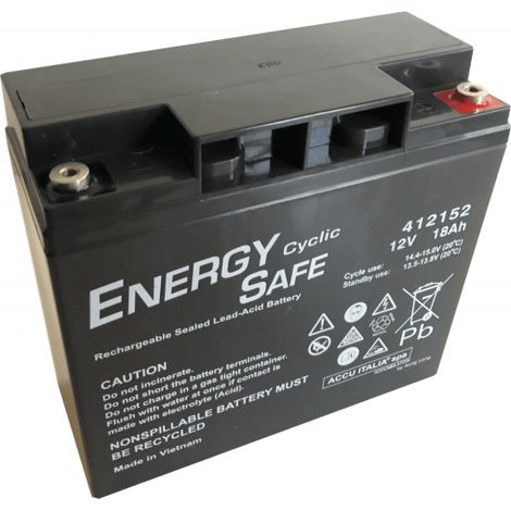 Batterie VRLA Pb AGM 12V 18Ah C20 – Technologie Cyclic Series – Pour applications solaires et éoliennes – Haute performance et durabilité – Energy Safe