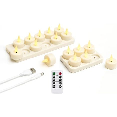 Bougies chauffantes rechargeables - Lampes LED avec contrôle et minuterie (lot de 6) (1/5)