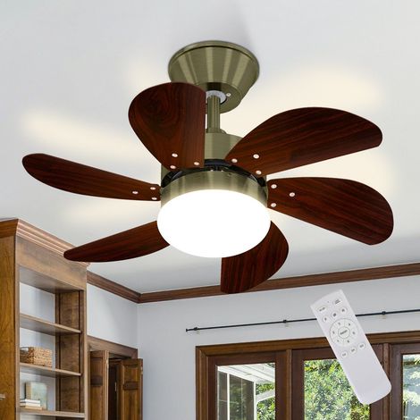 GBLY Ventilador de Techo E27 Silencioso Reversible 6 Palas 40W Máx 75×65.5×42.5cm Temporizador Acabado Cromo Dormitorio Salón