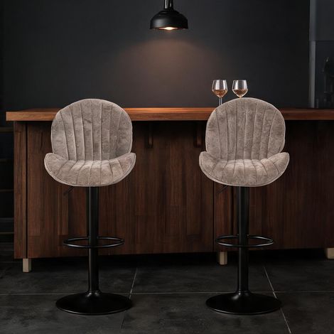 Tabouret de bar marron en chenille 100 polyester 50 x 48 x 115 cm (1/5)