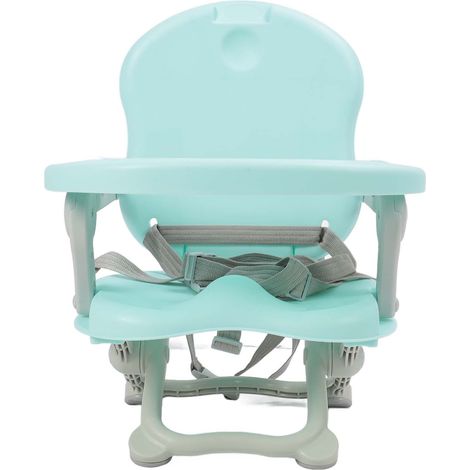 Chaise haute pliable pour tout-petit avec tablette amovible, hauteur réglable, facile à nettoyer et portable (verte). (1/5)