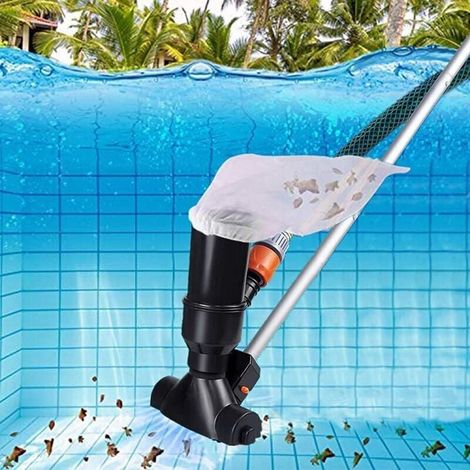 Aspirateur de Piscine Portable pour piscines Hors Sol, Spa Fontaine Jacuzzi aspirateur sous-Marin Noir avec tête d'aspiration à Feuilles et Manche à 5 Sections noir (1/4)