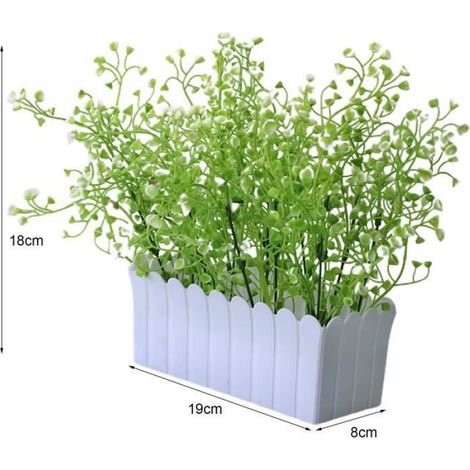 FLEUR-PLANTE ARTIFICIELLE - FLEUR SECHEE Fausses plantes en pot Décor de bureau Insipide Pratique style-White Green4 (1/4)