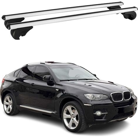 OMAC Aluminium Dachträger Querträger für BMW X6 E71 E72 2007-2014 – TÜV / DIN 75302:2019 – Abschließbar – Max. 75 kg – 2 Stangen Silber (1/5)