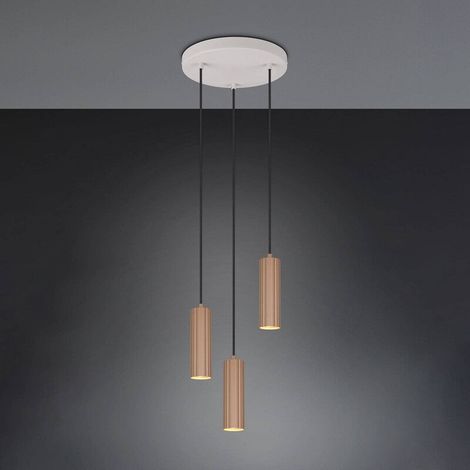 [NEUWERTIG] B-Ware TRIO Pendelleuchte Hängeleuchte Soka GU10 3-flammig LED Lampe Metall coffee 28cm (1/2)