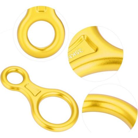 Fdit Grimper 8 anneau ORANGE 35KN Figure 8 Word Corde Descendante Rappel Ring Rock Climbing Rescu sport materiel Orange Or (1/5)