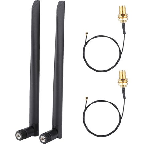 Kit d'antennes 2x 6dBi et câble réseau M.2/NGFF pour cartes Intel 9260NGW, 7265AC, 9650AC et BCM94360 (1/5)