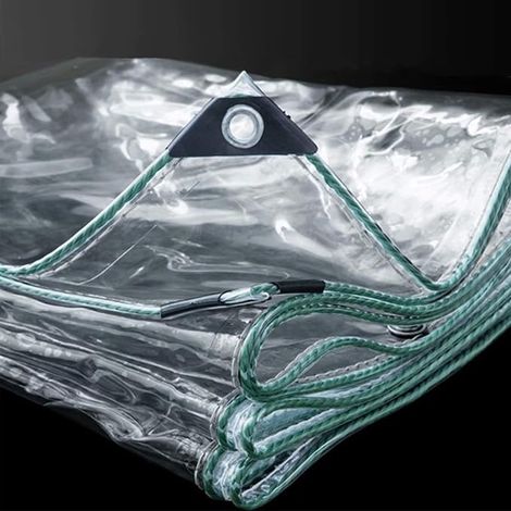 Transparent Tarpaulin with Eyelets, 0.5 mm Outdoor Protective Tarpaulin, 600 g/m², Thickened Waterproof PVC Tarpaulin, for Outdoor Plants Gardens, Gazebo, Pergola 1 x 2 m (1/5)