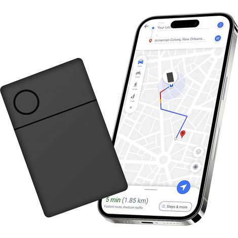 Localizador de objetos, 1 tarjeta rastreadora de cartera negra de 25 mm, localizador de cartera inteligente Bluetooth compatible con Find My, equipaje, maleta, cartera, localizador de pasaportes. (1/5)