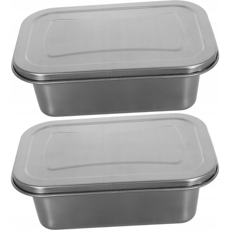 Zwei Eiscreme-Aufbewahrungsboxen aus Metall, robuste Lebensmittelbehälter aus Edelstahl