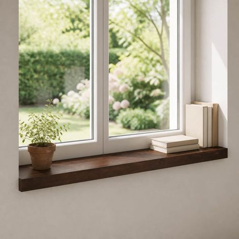vidaXL Window Sills 2 pcs Dark Brown 90 x 15 x 2 cm Solid Beech Wood (1/5)