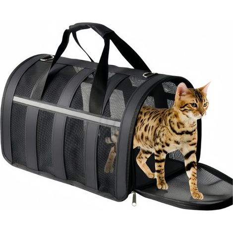 Panier pour chat et animaux de petite et moyenne taille, sac de transport pour chien, sac de vélo pour chiens jusqu'à 6,8 kg, panier de voyage pliable avec parois souples. (1/5)