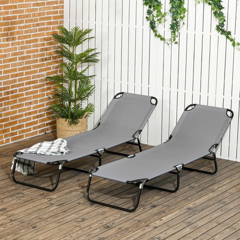 2er Set Sonnenliege klappbar Gartenliege mit 5-Fach höhenverstellbarer Rückenlehne bis 120kg belastbar