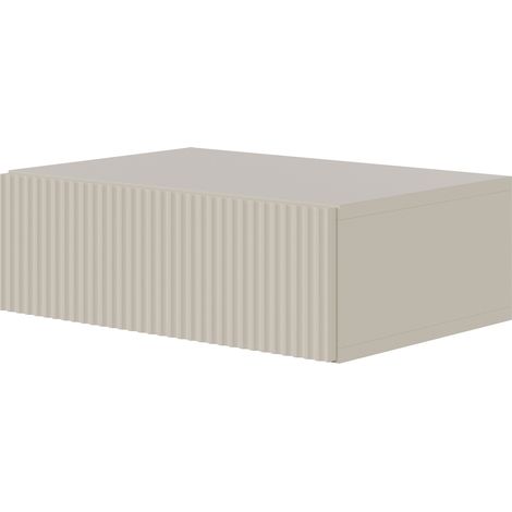 Selsey – Table de chevet suspendue 50 cm – 1 tiroir – Panneau stratifié résistant – Couleur gris beige – Design minimaliste