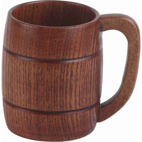 Chope en bois naturel - Verre à bière vintage grande capacité - Fabrication artisanale - Pour dégustation de bière et boissons chaudes - Marron (1/5)