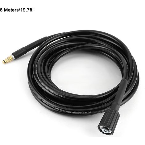 Tuyau d'auto-laveuse haute pression 40MPa/5800PSI, flexible en caoutchouc de nettoyage à l'eau, compatible avec Karcher K2 K3 K4 K5, 6 mètres/19,7 pieds (1/5)