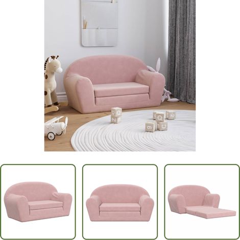 Canapé lit enfant - Canapé-lit pour enfants 2 places rose peluche douce (1/5)