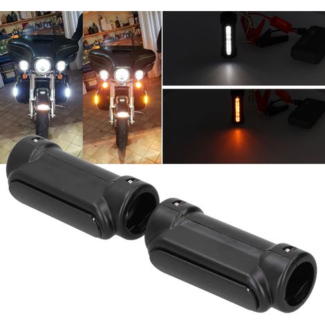 Boîtier de phare fumé noir pour feux de sécurité de pare-chocs de moto, feux de sécurité bicolores. (1/5)