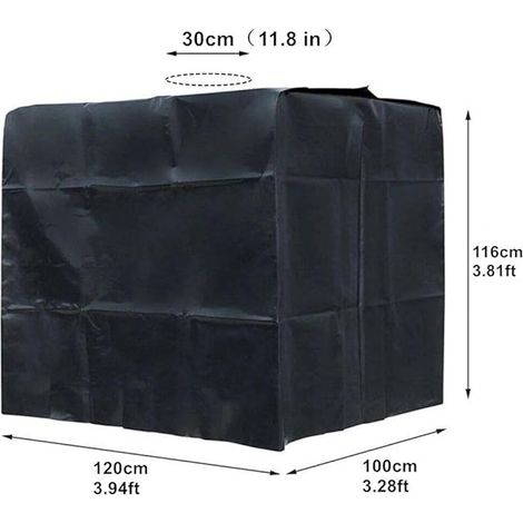 Lona para contenedor IBC de 1000 l – 116 x 100 x 120 cm – Tapa impermeable, resistente a los rayos UV y al polvo – Negro – Compatible con el tapón del contenedor de agua (1/5)