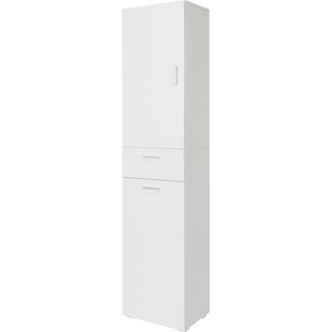 Armadio 1 Anta con Cassetto e Cestello 45x32x195 cm in MDF Bianco (1/2)