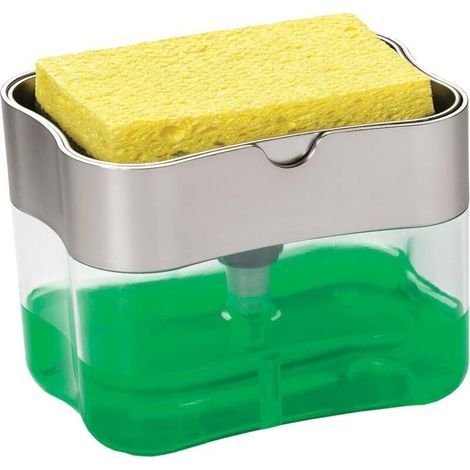 Dispenser di sapone e porta spugna Ulisem, 384 ml, argento (592401) (1/4)
